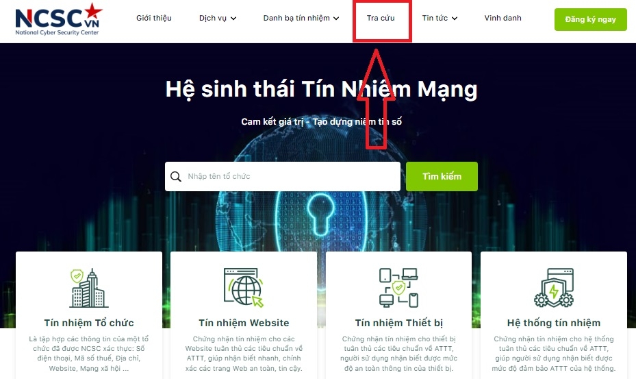 Hướng dẫn kiểm tra trên trang Tín nhiệm mạng Giao diện trang Tín nhiệm mạng