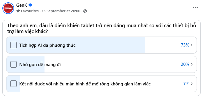Ưu tiên của người dùng khi chọn máy tính bảng Biểu đồ khảo sát ưu tiên chọn tablet