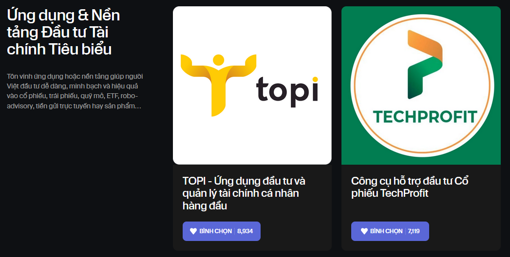 Cổng bình chọn Consumer Finance Awards đã khép lại: Những cái tên dẫn đầu đã lộ diện- Ảnh 5. Top ứng dụng và nền tảng đầu tư tài chính tiêu biểu