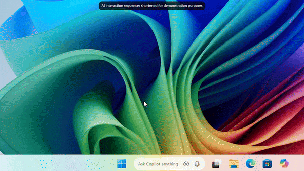 Microsoft tích hợp Copilot vào Taskbar của Windows 11, biến thanh tìm kiếm thành hộp chat AI- Ảnh 2. Thanh tìm kiếm trên Taskbar được thay thế bằng hộp chat AI Copilot