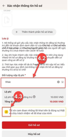 Xem lại toàn bộ thông tin hồ sơ đã khai báo Thông tin tổng hợp để kiểm tra trước khi gửi hồ sơ