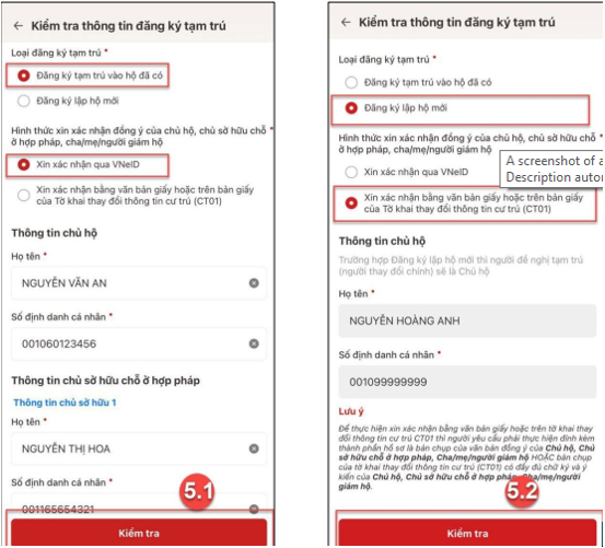 Xác nhận chủ hộ/chủ nhà hợp pháp Thông tin chủ hộ trong form đăng ký tạm trú